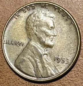 1953 Lincoln Wheat Cent Die Chip "LIBERTY" & Crack Across Jacket Error Coin - Bild 1 von 5