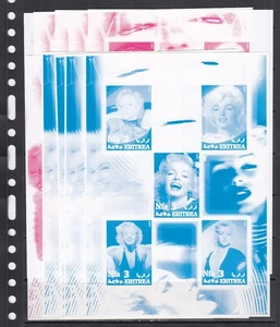 Marilyn Monroe Estrella de Cine 2002 Eritrea 5 V 1 M/s PRUEBA DE COLOR X 10 Lote al por mayor - Imagen 1 de 1