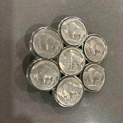 GENUINE BUFFALO HEAD NICKELS BELT BUCKLE - 2 3/4" X 2 1/2"  - - Image 1 of 2