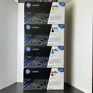 Full Set HP 647A 648A CE260A CE261A CE262A CE263A CYMK Toner Cartridges NEW OEM - Picture 1 of 6