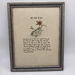 Vintage Fishing Cross Stitch Embroidery 15 x 12 - Picture 1 of 4