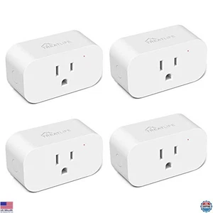 Smart Plugs 4 Pack WiFi Outlet, Alexa & Google Home Compatible, 15A Timer - Picture 1 of 6