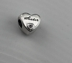 925 Sterling Schwester Liebe Herz Charm - Bild 1 von 2