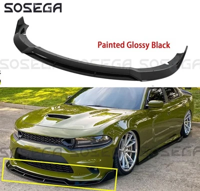 Divisor de labios de parachoques delantero negro brillante estilo V2 para Dodge Charger SRT 2015-2023 Foto 1 de 4