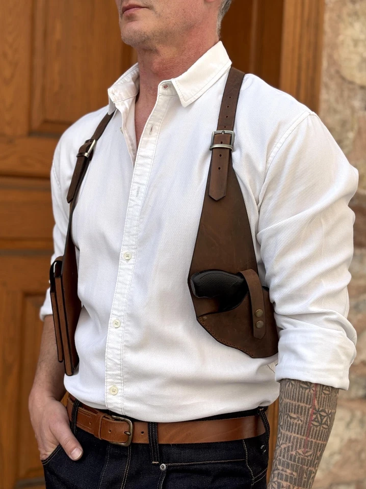 Funda de hombro revólver de cuero para marco Smith Wesson J 38 modelo especial Foto 1 de 4