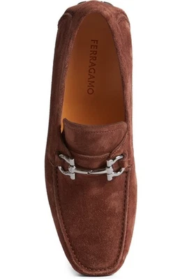 Mocasines FERRAGAMO 'Parigi' talla 10EE #0768074 Cacao Marrón Becerro Nuevo Bisc Foto 1 de 2