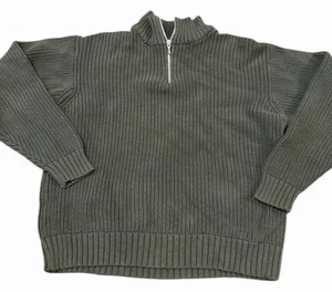 Maglione pullover GAP donna piccolo verde quarto zip maglia a costine classico - Foto 1 di 3