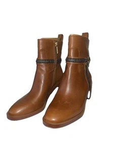 Michael Kors Mindy Block Heel Bootie Leather & Signature Logo 6.5 M New - Picture 1 of 7