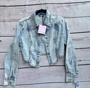 Chaqueta de mezclilla Avec Les Filles para mujer pequeña Acid Waah azul claro jean nueva con etiquetas - Imagen 1 de 12