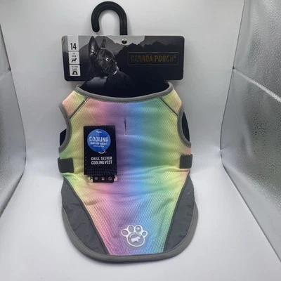Canada Pooch Chill Seeker Cooling Vest Rainbow Mesh Harness Summer Jacket NWT - Image 1 of 4