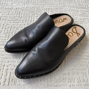 Sam Edelman Lewellyn Leather Mules Backless Flats Womens 10 Studded Pointed Toe - Picture 1 of 15
