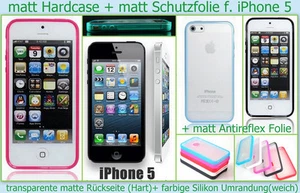 Funda rígida mate para móvil iPhone 5 funda protectora carcasa + lámina - Imagen 1 de 5