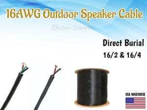 16AWG OUTDOOR Speaker Wire UV Rated 16/2 16/4 Direct Burial Bulk Spool 250 500ft - Picture 1 of 10