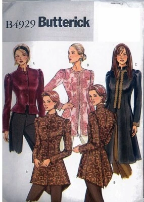 OOP Butterick 4929 Jacket Pattern Victorian Peplum Nehru Misses Size 8 - 14  - Image 1 of 2