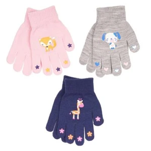 A2Z Girls 3 Pack Gloves Thermal Magic Animal Cartoon Motifs Warm Mittens 5-13Yrs - Picture 1 of 5