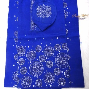 Celebrant Royal Blue Stoned Aso Oke Gele Ipele Herren Fila Kappe Schleier Braut Set POSTEN - Bild 1 von 11