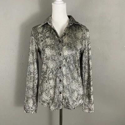 Vintage Esprit De Corp Top Womens M Animal Snakeskin Blouse Long Sleeve Y2K 90s - Image 1 of 4