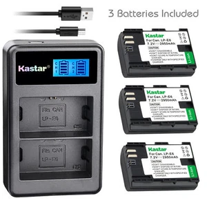 LP-E6 Battery & LCD Dual Charger for Canon EOS 5D Mark III, 5D Mark IV, 7D, 60D - Picture 1 of 8