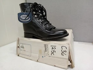 Jama Old West Kids Black Leather Cowboy Boots (Size 12.5 C) - Picture 1 of 15