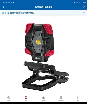 Coast 1718620 Rechargeable 3900 Lumens Clamp 3-Mode 16-Hour Work Light - NEW - Image 1 of 4