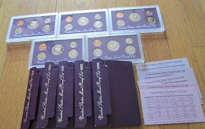 1989 to 1993 Proof Set U.S. Mint 5 Sets with COA good starter set - Image 1 of 3