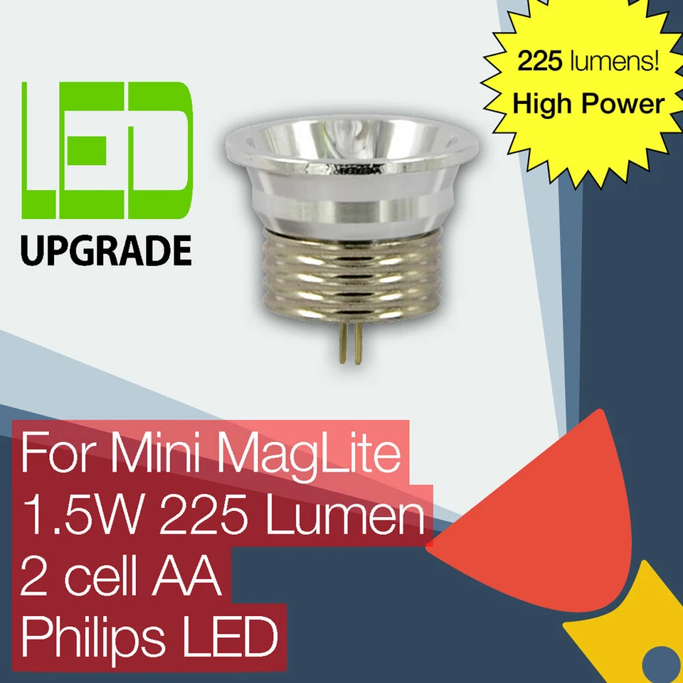 Mini MagLite LED Umbau Upgrade Birne 225LM High Power Taschenlampe Taschenlampe 2AA - Bild 1 von 1