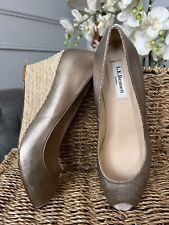 L K Bennett Wedge Peep Toe Leather Heeled Shoes Size EU 39 UK 6