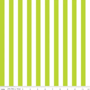 1/2" Stripe Fabric, BTY, Lime/White Stripe Fabric, C530-32 LIME, TheFabricEdge - Picture 1 of 1
