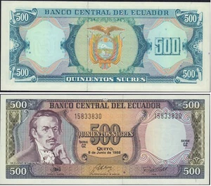ECUADOR 1988 UNC NOTE 500 SUCRES SERIE GZ EUGENIO ESPEJO MINT NEU - Bild 1 von 3