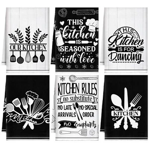 6 Pcs Kitchen Towels Decorative Set Funny Quotes Dish Towels Farmhouse Utensi... - Picture 1 of 7
