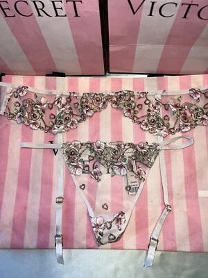 Victorias Secret  Dream Angels Garter Belt XS/S Panty Small Floral Lace - Image 1 of 4