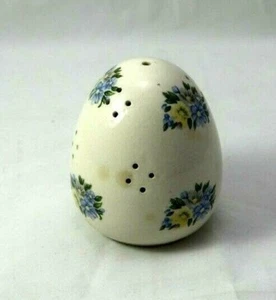 Vintage POT POURRI Ceramic Egg Shape Blue and Yellow Flowers made JAPAN - Picture 1 of 5