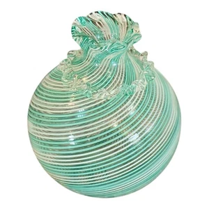 Vintage Murano Green Swirl Reticello Art Glass Vase by Dino Martens for Toso - Picture 1 of 7