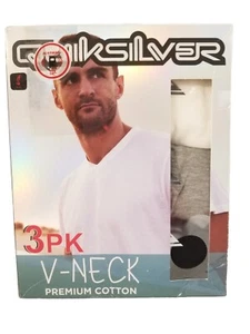 Quiksilver Men's 3 Pack Premium Cotton V-Neck T-Shirts - Picture 1 of 12