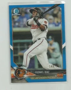 2018 Bowman Chrome Draft YUSNIEL DIAZ Blue Refractor 148/150 - Picture 1 of 1