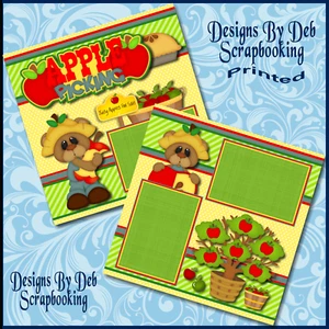 APPLE PICKING 2 Premade Scrapbook Pages Paper Piecing printed layout DBDS - Picture 1 of 3