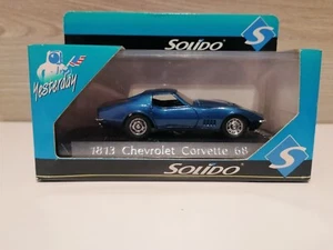 SOLIDO 1813 CHEVROLET CORVETTE 1968 Metal BLU 1:43 1 / 43 MADE IN FRANCE - Foto 1 di 17