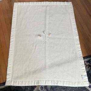 Vintage 80s Quiltex Beatrix Potter Baby Blanket Flopsy Mopsy Cottontail Ivory - Picture 1 of 8