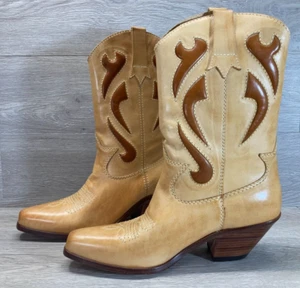 Botas de Vaquero Glen Western 14401 Cuero Tostado Dorado Para Hombres Diseño Cosido 10D Nuevas sin Etiquetas - Imagen 1 de 14