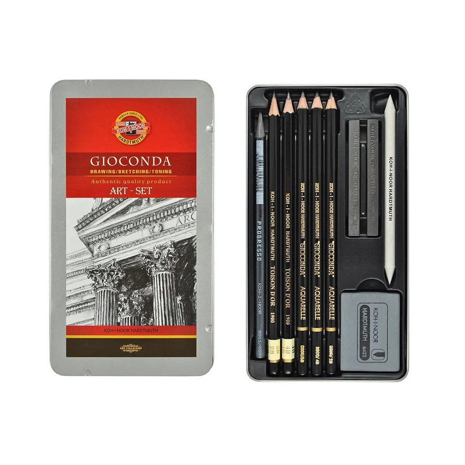  10-teiliges KOH-I-NOOR Zeichenset - Zeichenstifte Aquarellstifte Knetradierer - Bild 1 von 1