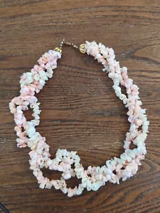 Vintage 1950s/60s Pink Trochus Shell Strand Necklace Three Strands 21" - Picture 1 of 3