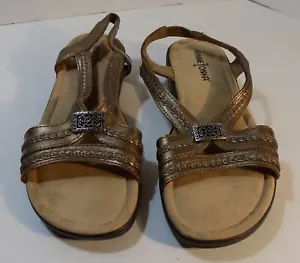 Sandalias Minnetonka para mujer metálicas bronce frente abierto - talla 7N - Imagen 1 de 9