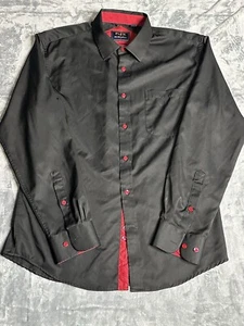 Mens Flex Button Down Shirt Medium Black and Red Luxury Collection - Picture 1 of 11