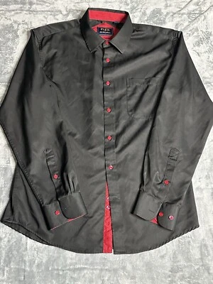 Mens Flex Button Down Shirt Medium Black and Red Luxury Collection - Image 1 of 4