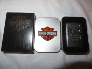 New Vtg Zippo Lighter Harley Davidson Iron Eagle w/Tin Slip Case Factory Sealed - Picture 1 of 6