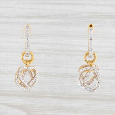 Nuevos aretes con aro de diamantes de plata de ley perforada corazón lágrima pequeños Foto 1 de 4