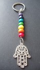 Hamsa Hand of Fatima Keyring Handbag Charm Good Luck Chakra Rainbow Colours Boho