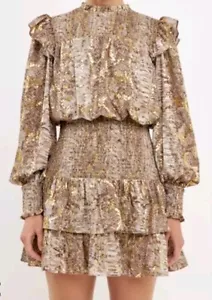Endless Rose Snakeskin Print Smocked Minidress Size M - Picture 1 of 12