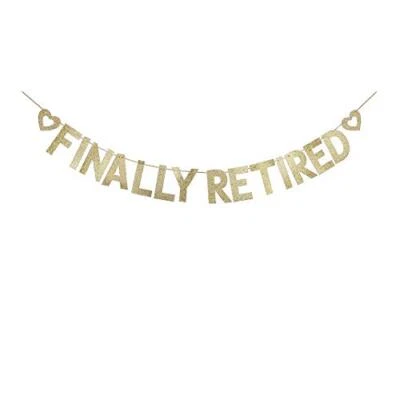 Finally Retired Banner Gold Glitter Paper Sign for Retirement Party Decoratio... - Image 1 of 2