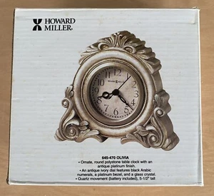 Howard Miller Mantel Table Clock 645-470 Olivia Antique Platinum Finish NOS RARE - Picture 1 of 4
